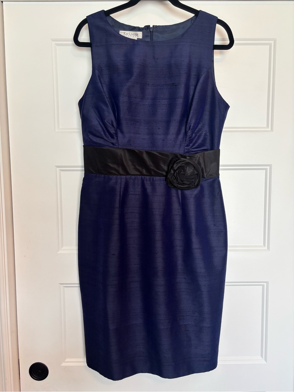 Kay Unger 100% SILK Navy Dress